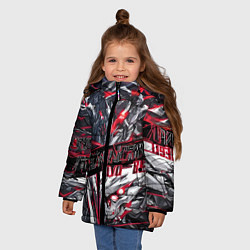 Куртка зимняя для девочки Киберпанк броня красная, цвет: 3D-светло-серый — фото 2