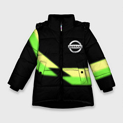 Куртка зимняя для девочки Nissan logo brend auto, цвет: 3D-черный