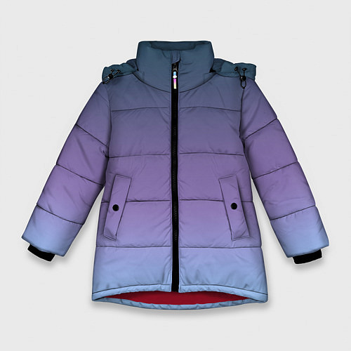 Зимняя куртка для девочки Градиент синий фиолетовый голубой / 3D-Красный – фото 1