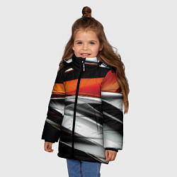 Куртка зимняя для девочки Оранжевая и металлическая абстракция, цвет: 3D-светло-серый — фото 2