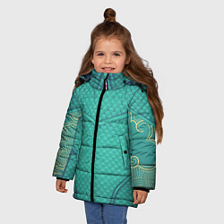Куртка зимняя для девочки Бирюза и золотые облака, цвет: 3D-светло-серый — фото 2