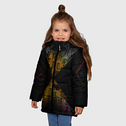 Куртка зимняя для девочки Японские иероглифы текстуры, цвет: 3D-черный — фото 2