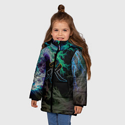 Куртка зимняя для девочки Неоновый иероглиф, цвет: 3D-черный — фото 2