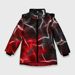Куртка зимняя для девочки Дым и красные текстуры, цвет: 3D-красный
