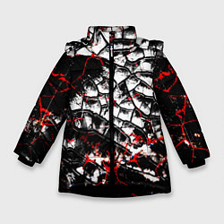 Куртка зимняя для девочки Черные разломы, цвет: 3D-черный