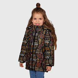 Куртка зимняя для девочки Волнистый этнический орнамент, цвет: 3D-черный — фото 2