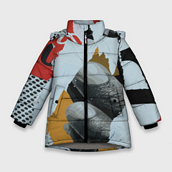Куртка зимняя для девочки Бунтарский хаос, цвет: 3D-светло-серый