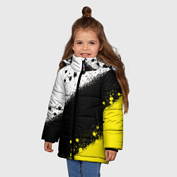 Куртка зимняя для девочки Брызги желто-черных красок, цвет: 3D-светло-серый — фото 2