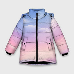 Куртка зимняя для девочки Нежные краски неба, цвет: 3D-черный