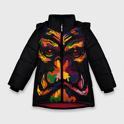 Куртка зимняя для девочки Морда гориллы поп-арт, цвет: 3D-красный