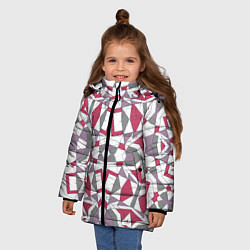 Куртка зимняя для девочки Геометрический узор красно серый, цвет: 3D-черный — фото 2