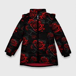 Зимняя куртка для девочки Красные розы цветы