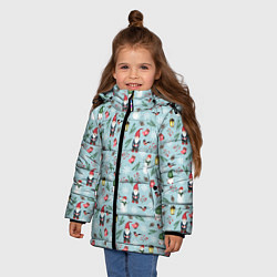 Куртка зимняя для девочки Новогодние акварельные гномы, цвет: 3D-черный — фото 2