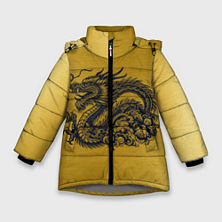 Зимняя куртка для девочки Дракон на золоте