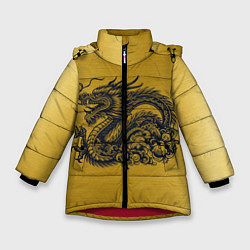 Куртка зимняя для девочки Дракон на золоте, цвет: 3D-красный