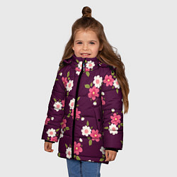 Куртка зимняя для девочки Цветочный паттерн в розовых оттенках, цвет: 3D-светло-серый — фото 2