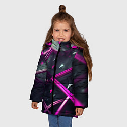 Куртка зимняя для девочки Фиолетовая абстрактная конструкция, цвет: 3D-красный — фото 2
