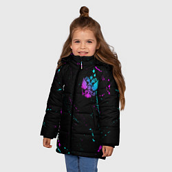 Куртка зимняя для девочки Александра и неоновый герб России вертикально, цвет: 3D-черный — фото 2