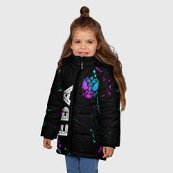Куртка зимняя для девочки Ева и неоновый герб России вертикально, цвет: 3D-черный — фото 2