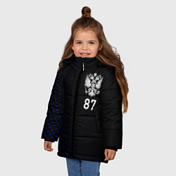 Куртка зимняя для девочки Республика Коми - синие крапинки, цвет: 3D-светло-серый — фото 2