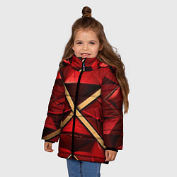 Куртка зимняя для девочки Золотые ленты на красном фоне, цвет: 3D-черный — фото 2