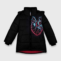 Куртка зимняя для девочки Киберседце, цвет: 3D-красный