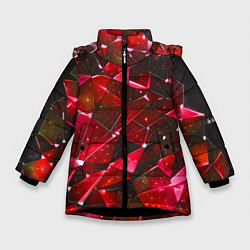Куртка зимняя для девочки Красное разбитое стекло, цвет: 3D-черный