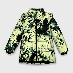 Куртка зимняя для девочки Абстракция чёрный и бледно-зелёный, цвет: 3D-черный