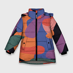 Куртка зимняя для девочки Цветные кляксы, цвет: 3D-светло-серый