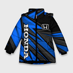 Куртка зимняя для девочки Honda motors - синяя спортивная абстракция, цвет: 3D-черный