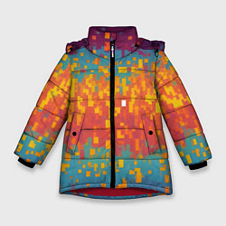 Зимняя куртка для девочки Разноцветные пиксели