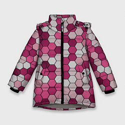 Куртка зимняя для девочки Камуфляж гексагон розовый, цвет: 3D-светло-серый