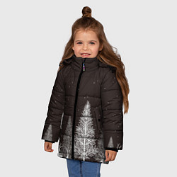 Куртка зимняя для девочки Олени в лесу, цвет: 3D-красный — фото 2