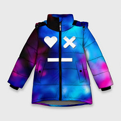 Куртка зимняя для девочки Love death and robots serial gradient, цвет: 3D-светло-серый