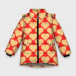 Куртка зимняя для девочки Охристые сердца, цвет: 3D-светло-серый