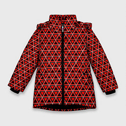 Куртка зимняя для девочки Красные и чёрные треугольники, цвет: 3D-черный