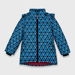 Куртка зимняя для девочки Синие и чёрные треугольники, цвет: 3D-красный