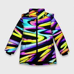 Зимняя куртка для девочки Экспрессивная неоновая абстракция