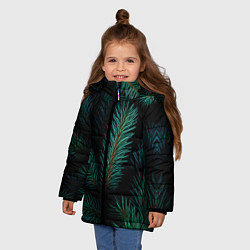 Куртка зимняя для девочки Хвоя - паттерн, цвет: 3D-черный — фото 2