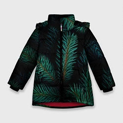 Куртка зимняя для девочки Хвоя - паттерн, цвет: 3D-красный