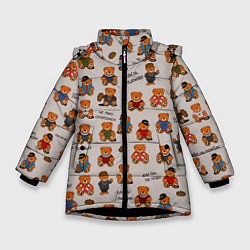 Куртка зимняя для девочки Персонажи слово пацана - мишки, цвет: 3D-черный
