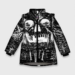 Куртка зимняя для девочки Череп черного клевера, цвет: 3D-светло-серый