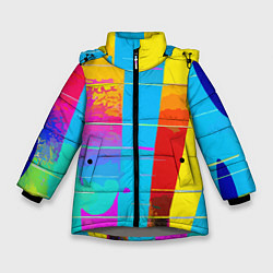 Куртка зимняя для девочки Цветная абстракция - поп арт, цвет: 3D-светло-серый