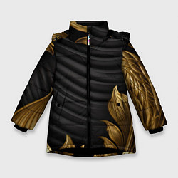 Куртка зимняя для девочки Узоры золотые на черном фоне, цвет: 3D-черный