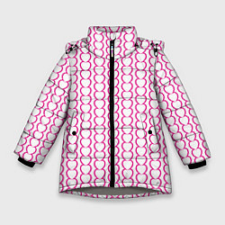 Куртка зимняя для девочки Полосы из сердечек, цвет: 3D-светло-серый