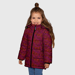 Куртка зимняя для девочки Витражный паттерн оттенков красного, цвет: 3D-черный — фото 2