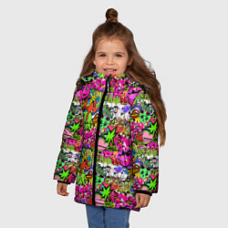 Куртка зимняя для девочки Hip Hop Graffiti, цвет: 3D-светло-серый — фото 2