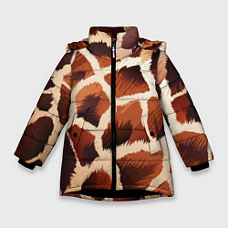 Куртка зимняя для девочки Пятнистый мех жирафа, цвет: 3D-черный