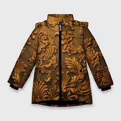 Куртка зимняя для девочки Темная лепнина золото, цвет: 3D-черный