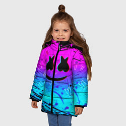 Куртка зимняя для девочки Маршмэллоу x бтс неоновый стиль, цвет: 3D-светло-серый — фото 2